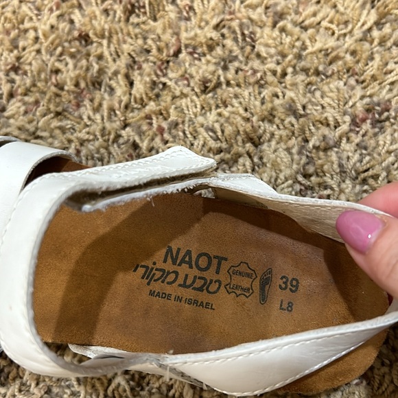 NAOT White Leather ankle strap wedge sandals - Picture 4 of 5